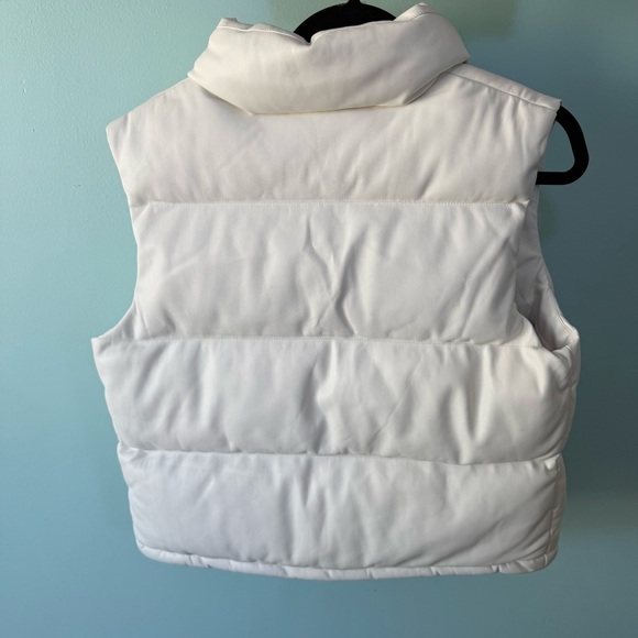 Express NWT White Collared Puffer Faux Leather Vest With Pockets Size Medium - Picture 7 of 8